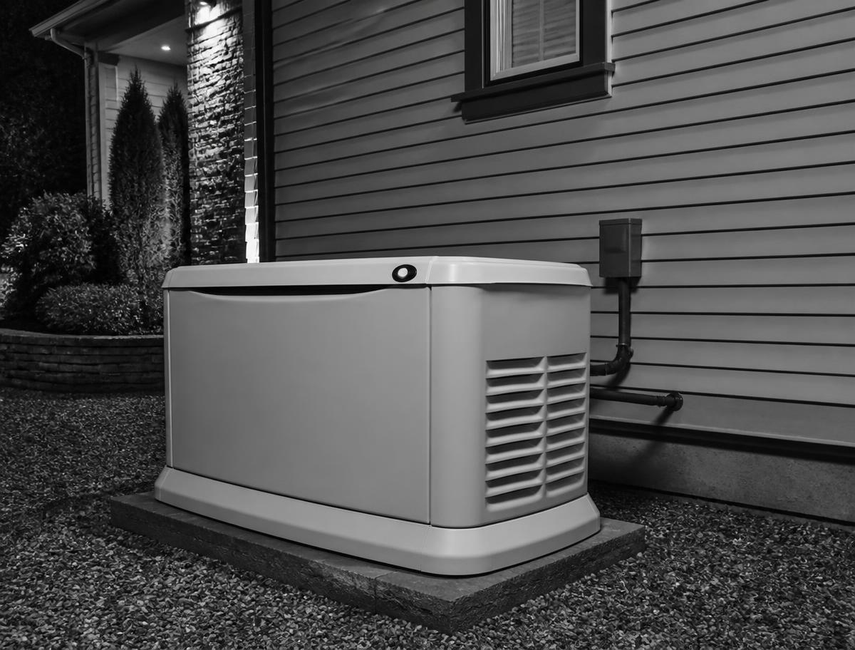 Standby generator installed beside a home